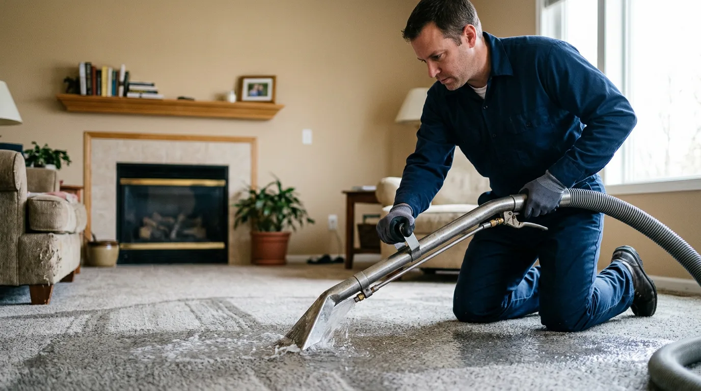 Water damage restoration technician working near Rochester, VT
